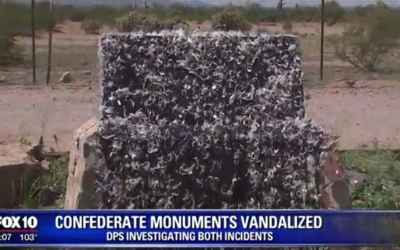 Jefferson Davis monument is tarred and feathered in Arizona